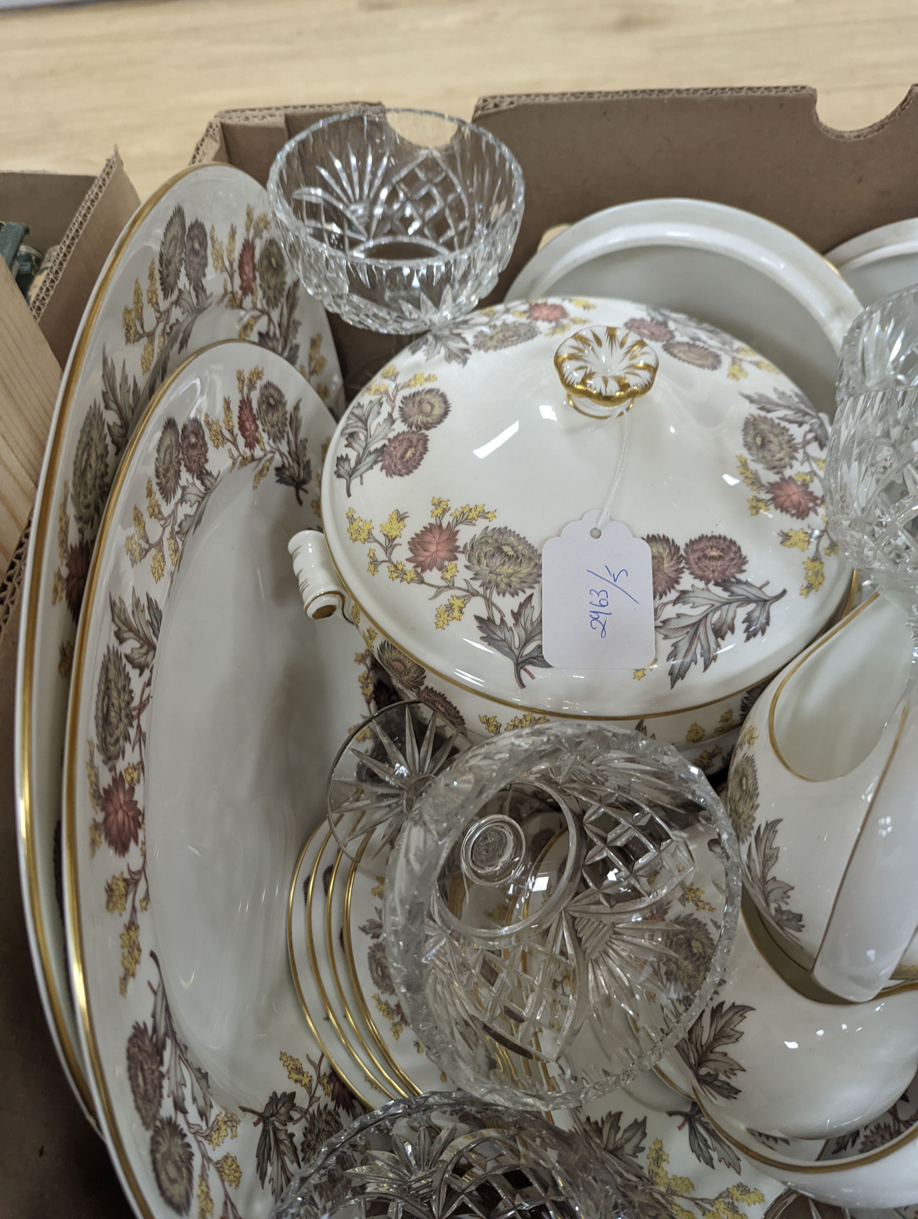 A Wedgwood Lichfield dinner service and six glasses